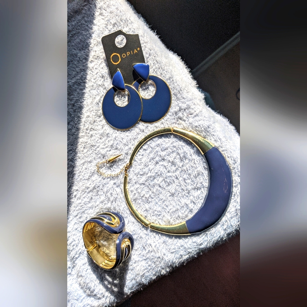 New Jewelry Set, Blue & Gold